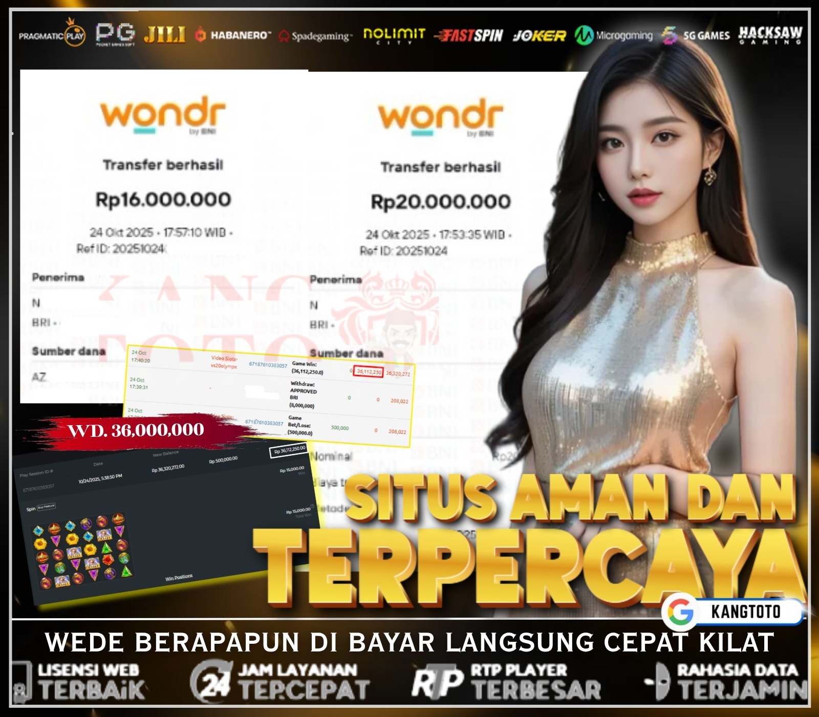 PRAGMATIC PLAY - JACKPOT GATES OF OLYMPUS RP. 36.000.000,- LUNAS