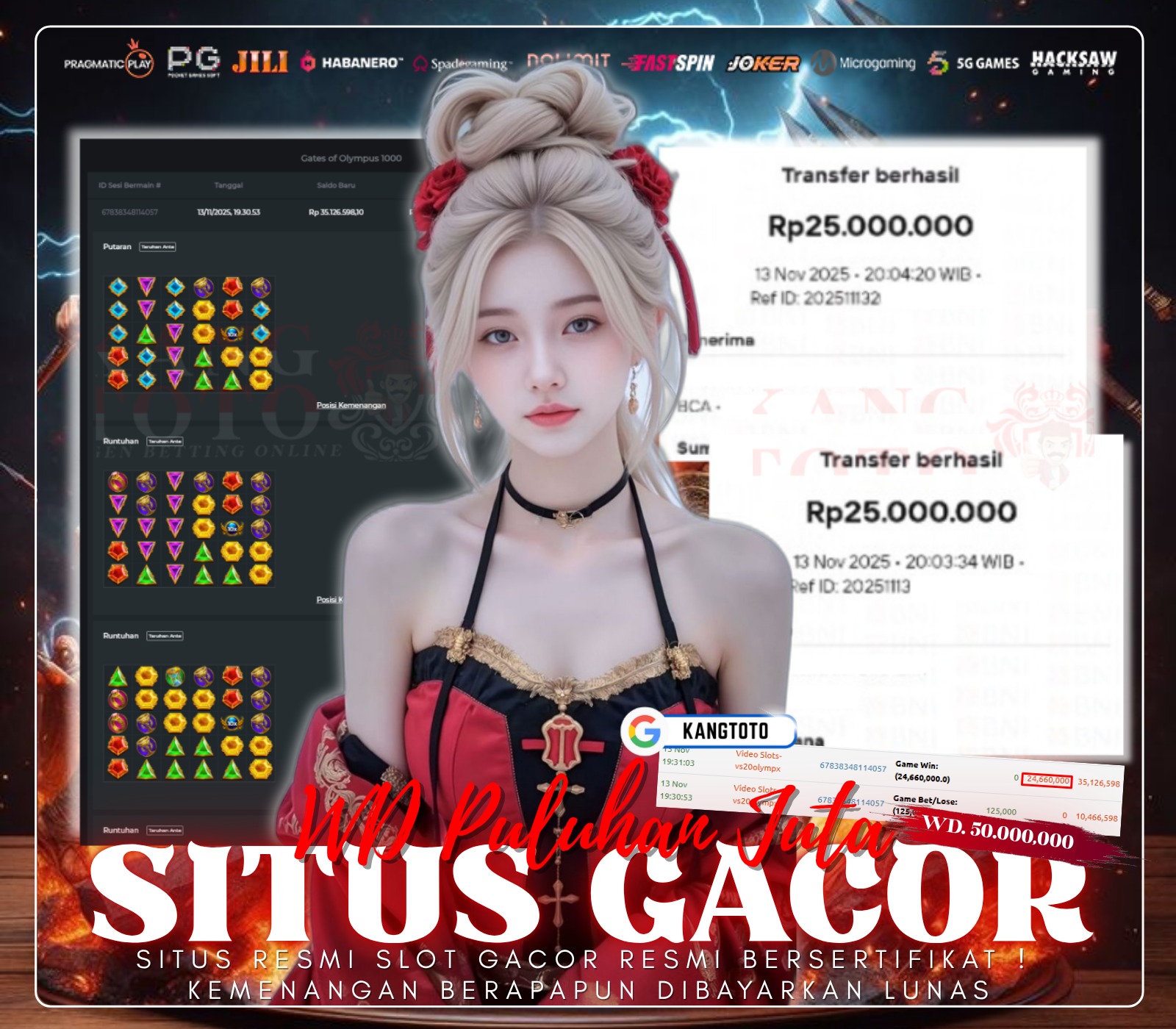 PRAMAGTIC PLAY - JACKPOT GATES OF OLYMPUS RP.50.000.000,- LUNAS