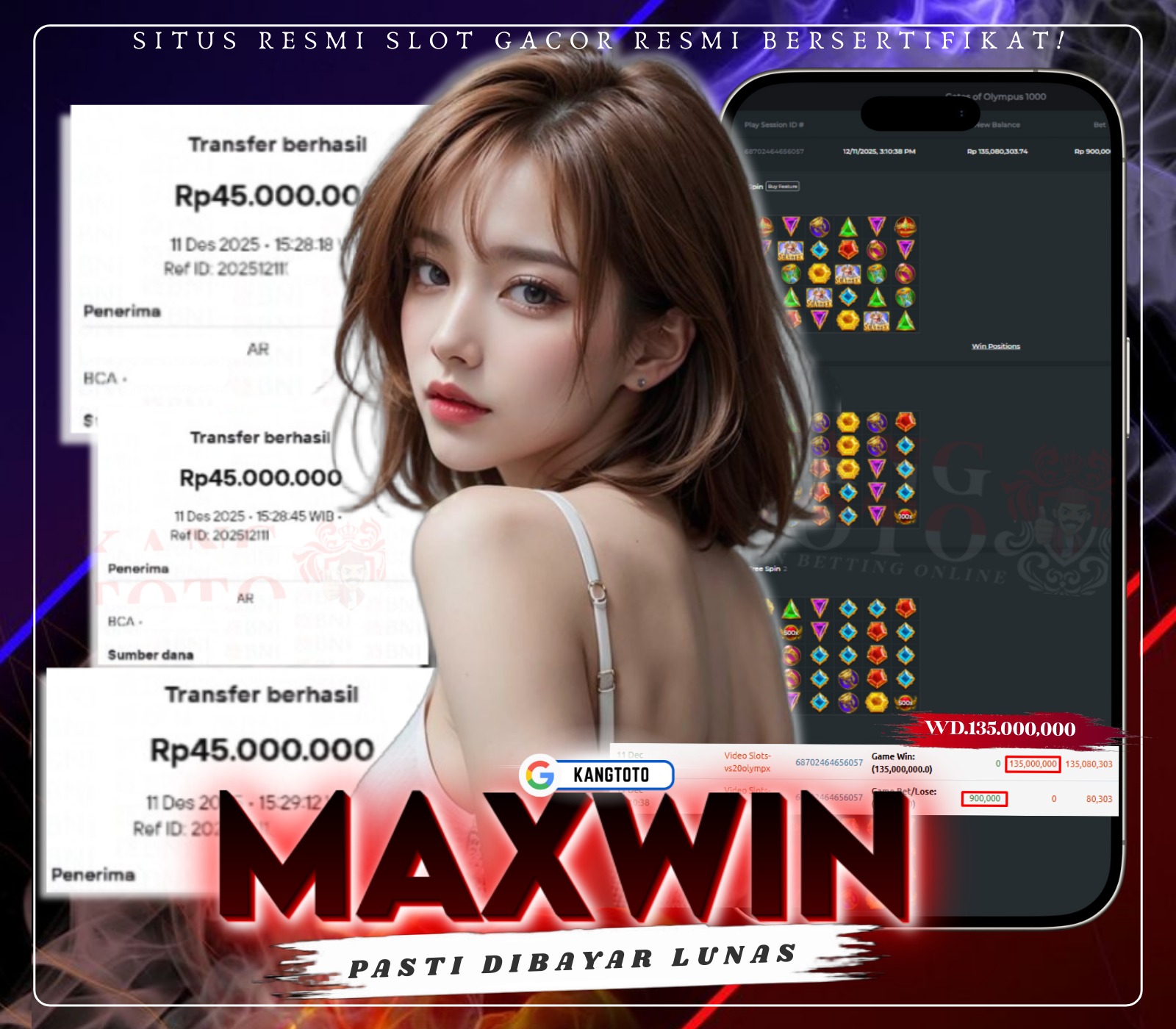 PRAGMATIC PLAY - JACKPOT GATES OF OLYMPUS 1000 RP 135,000,000 LUNAS