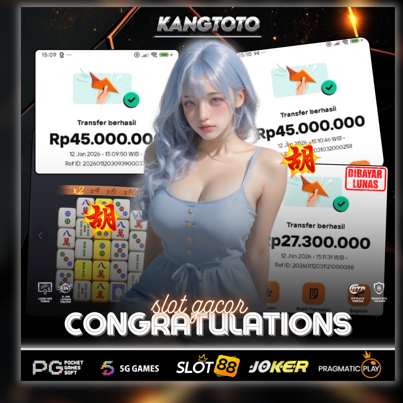 PG SOFT - JACKPOT MAHJONG WAYS 1 Rp117.300.000 LUNAS