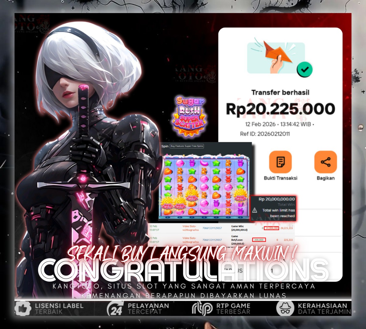 PRAGMATIC PLAY - JACKPOT SUGAR RUSH SUPER SCATTER Rp20.225.000 LUNAS